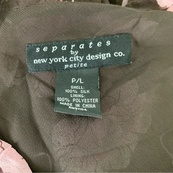 Vintage Y2K Separates Silk Floral Angel Wing Blouse Women’s Petite L Pink Brown - Picture 17 of 17